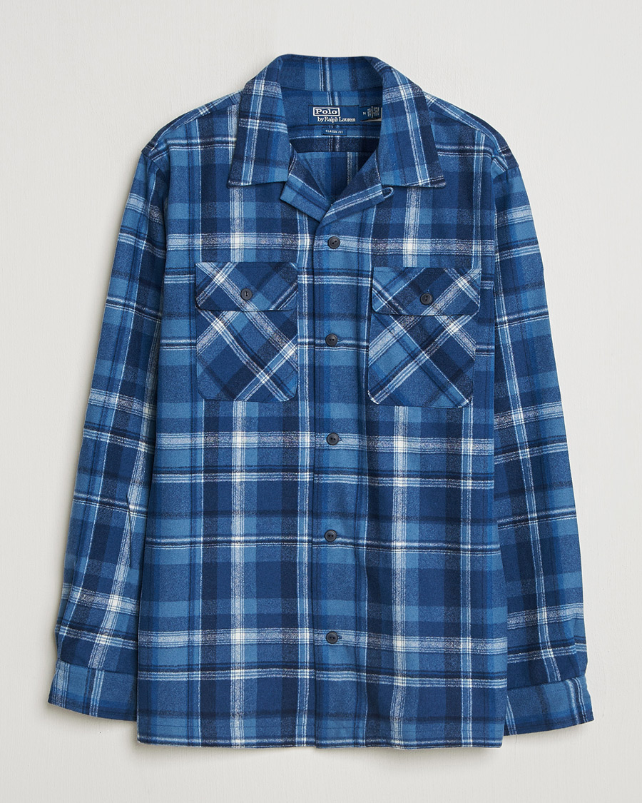 Homme | Chemises | Polo Ralph Lauren | Plainweave Wool Pocket Shirt Blue Heather Multi