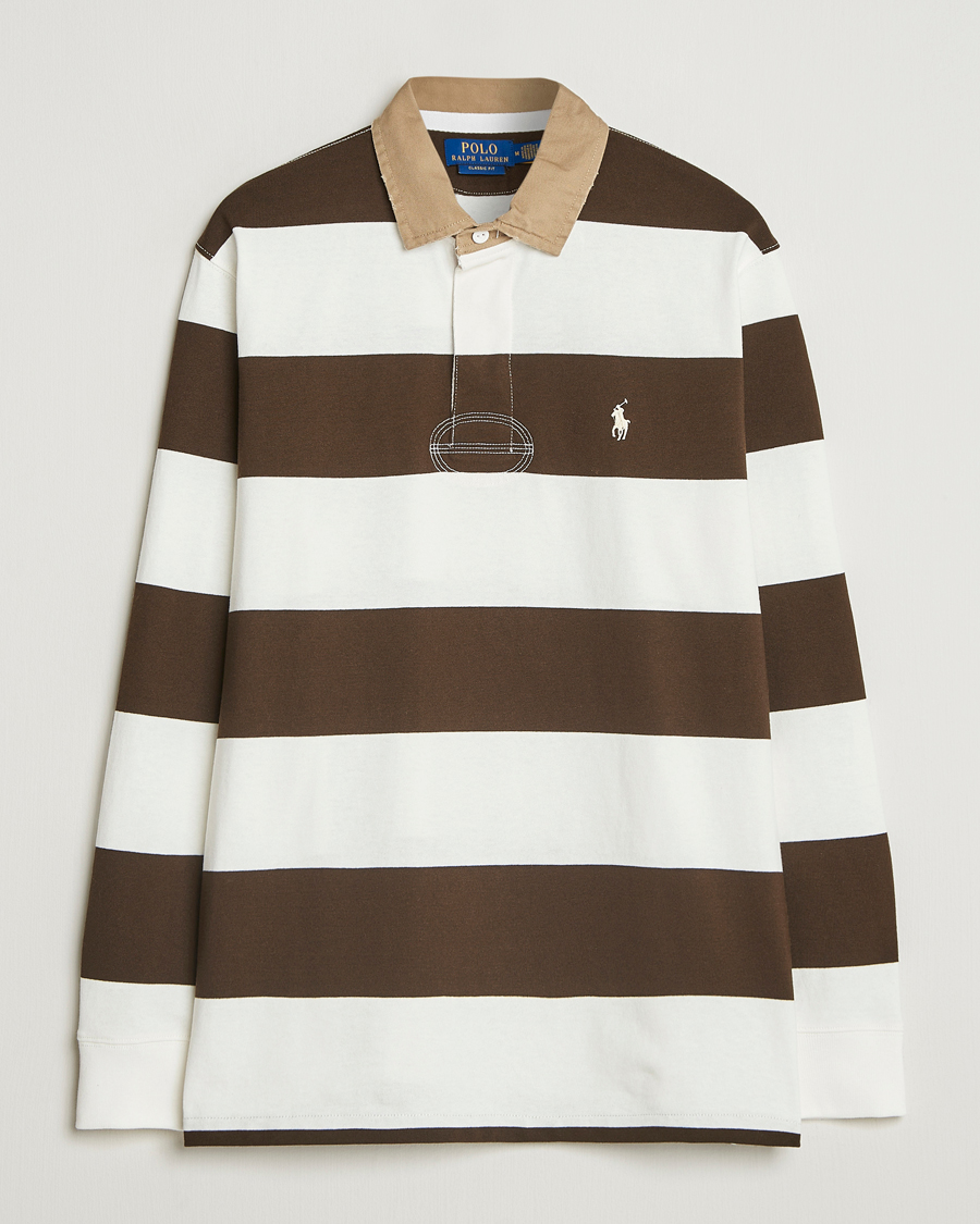 Homme | Pulls Et Tricots | Polo Ralph Lauren | Long Sleeve Rugby Sweater Dark Brown/Cream