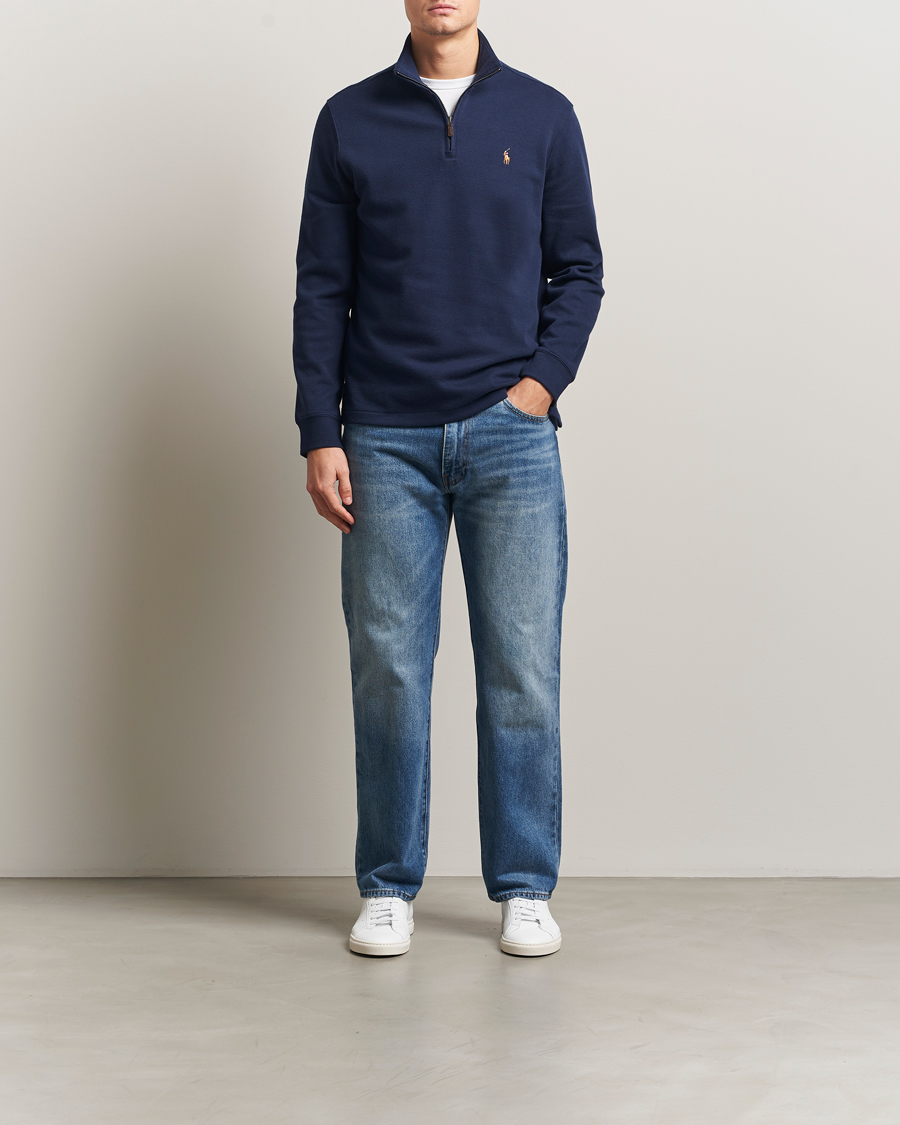 Homme | Pulls Et Tricots | Polo Ralph Lauren | Double Knitted Half Zip Cruise Navy