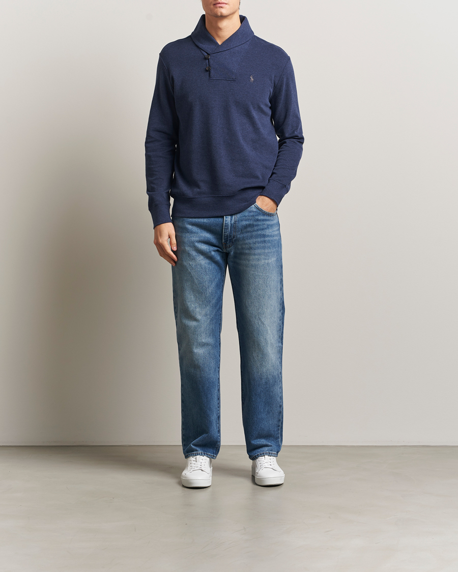 Homme | Pulls Et Tricots | Polo Ralph Lauren | Double Knitted Shawl Collar Sweater Navy Heather