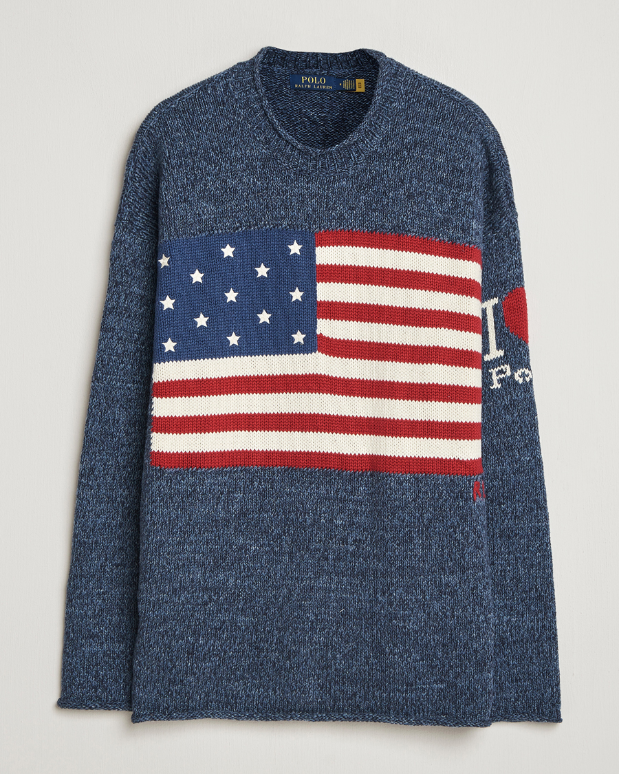 Homme | Pulls Et Tricots | Polo Ralph Lauren | Cotton Flag Sweater Blue Marl