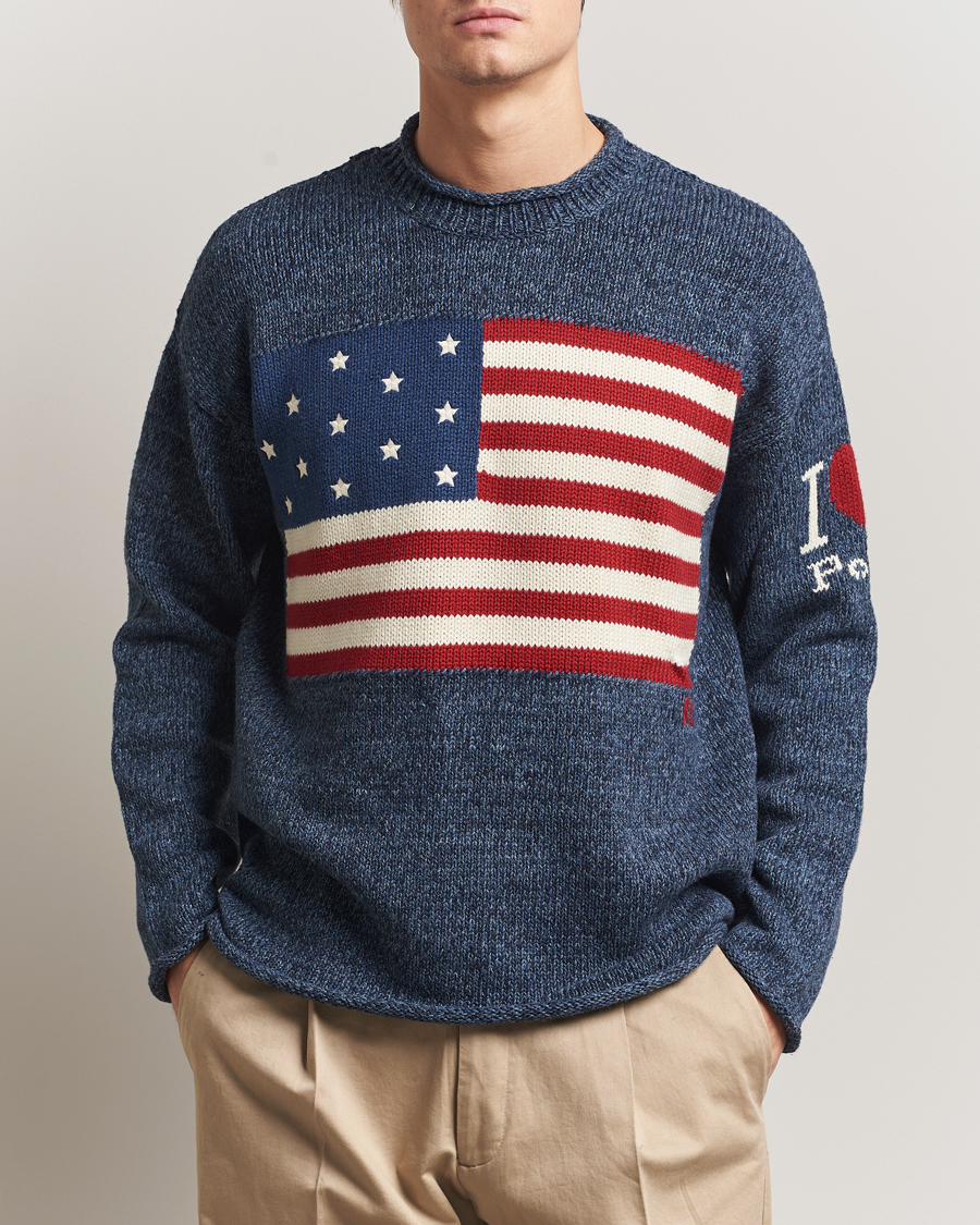 Homme | Pulls Et Tricots | Polo Ralph Lauren | Cotton Flag Sweater Blue Marl