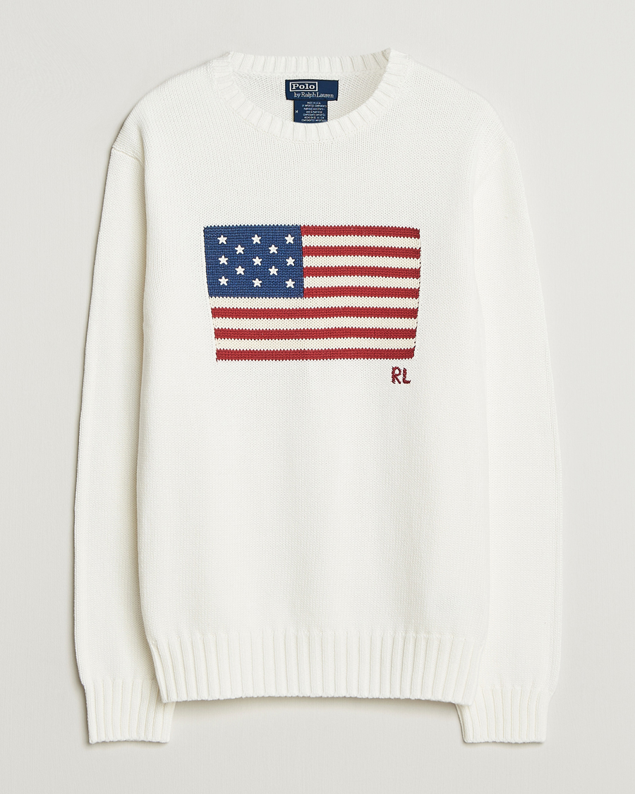 Homme | Pulls Et Tricots | Polo Ralph Lauren | Cotton Flag Sweater Deckwash White