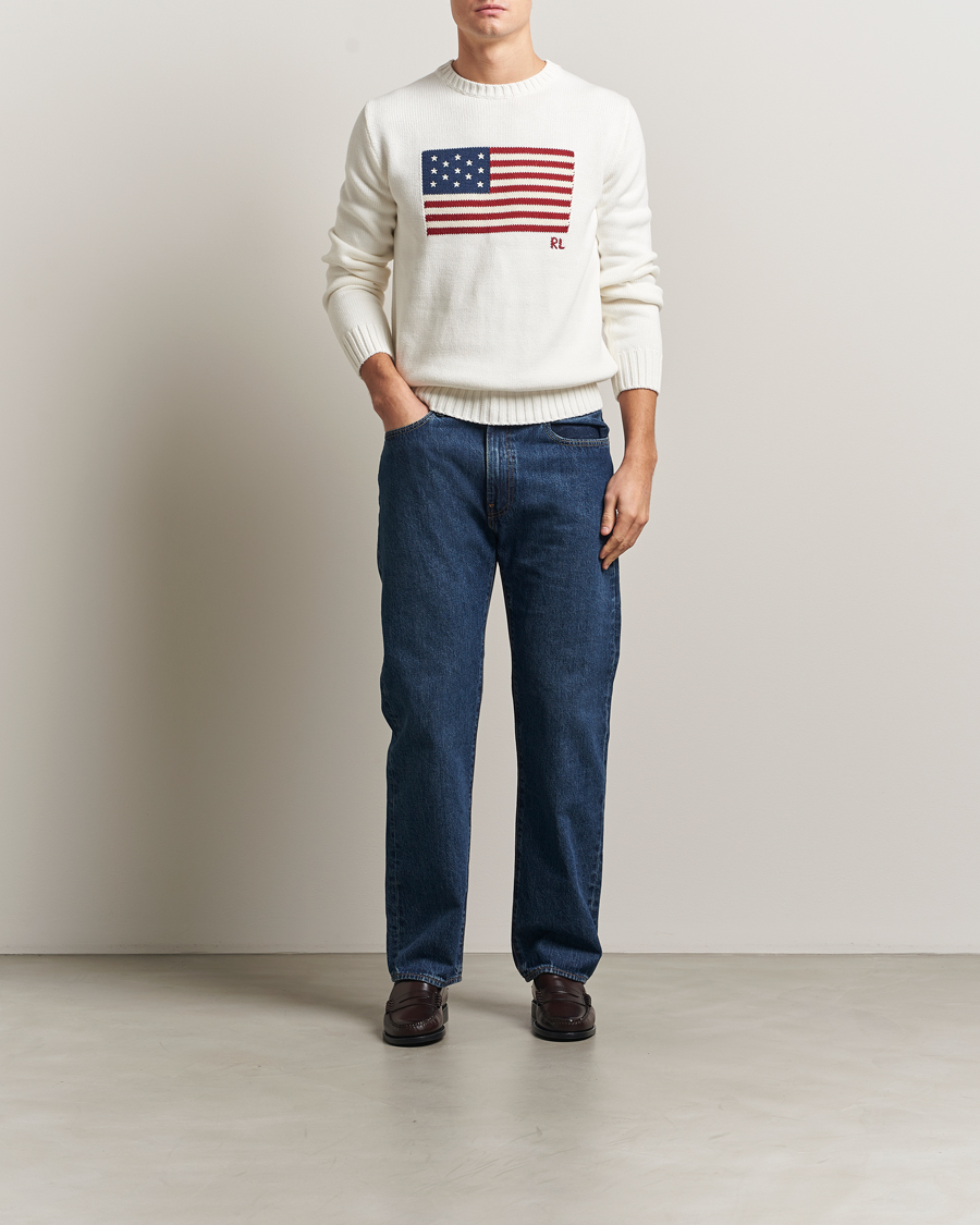 Homme | Pulls Et Tricots | Polo Ralph Lauren | Cotton Flag Sweater Deckwash White