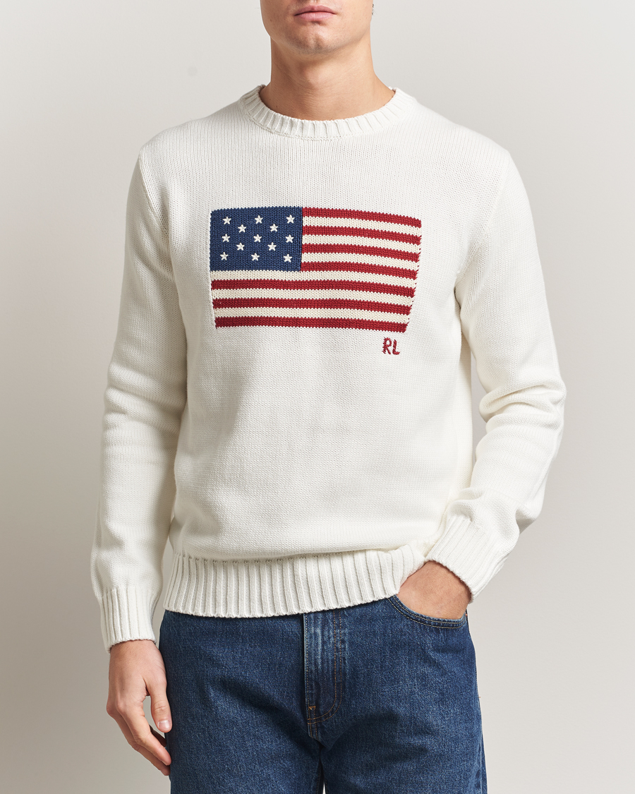 Homme | Pulls Et Tricots | Polo Ralph Lauren | Cotton Flag Sweater Deckwash White