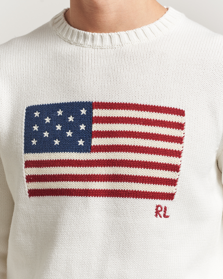 Homme | Pulls Et Tricots | Polo Ralph Lauren | Cotton Flag Sweater Deckwash White