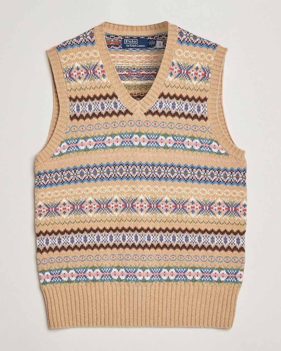 Homme | Pulls Et Tricots | Polo Ralph Lauren | Cotton Wool Long Sleeve Sweater Tan Multi