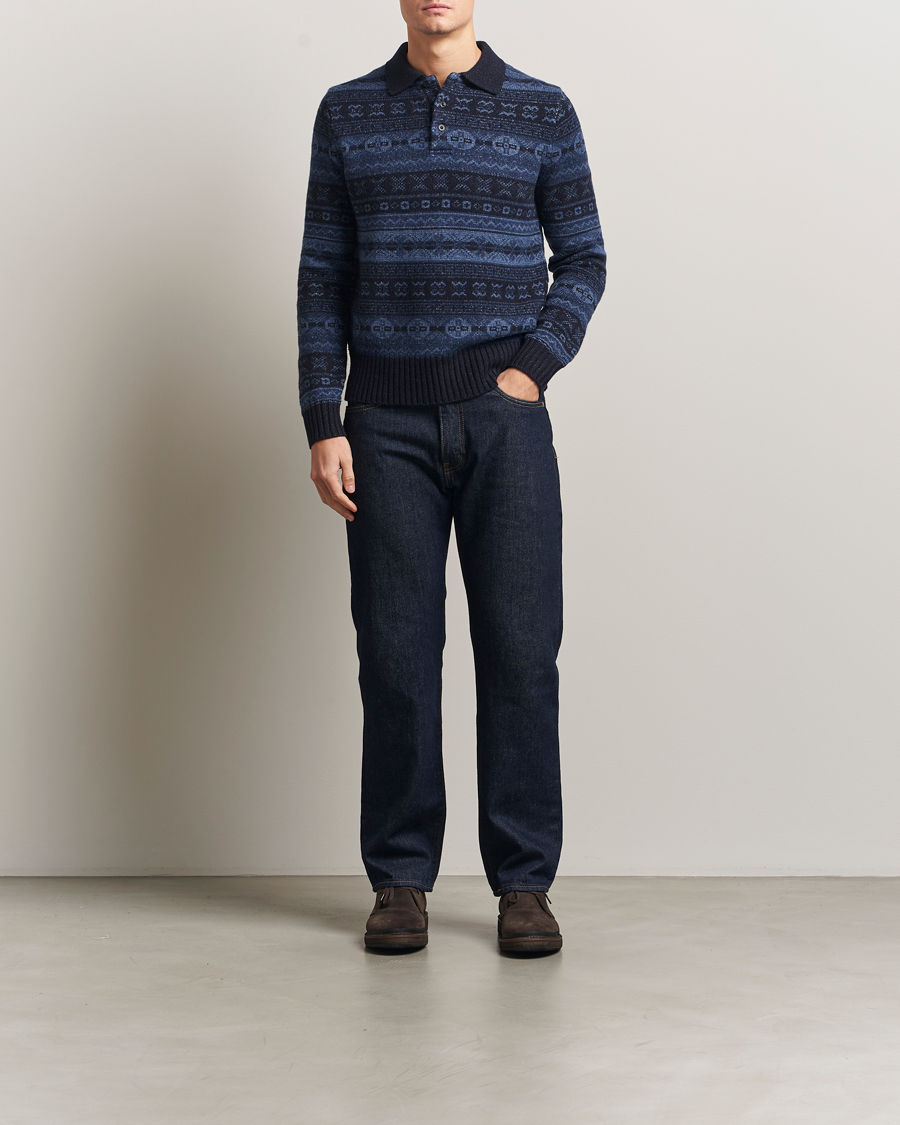 Homme | Pulls Et Tricots | Polo Ralph Lauren | Wool/Linen Blend Long Sleeve Sweater Navy Multi
