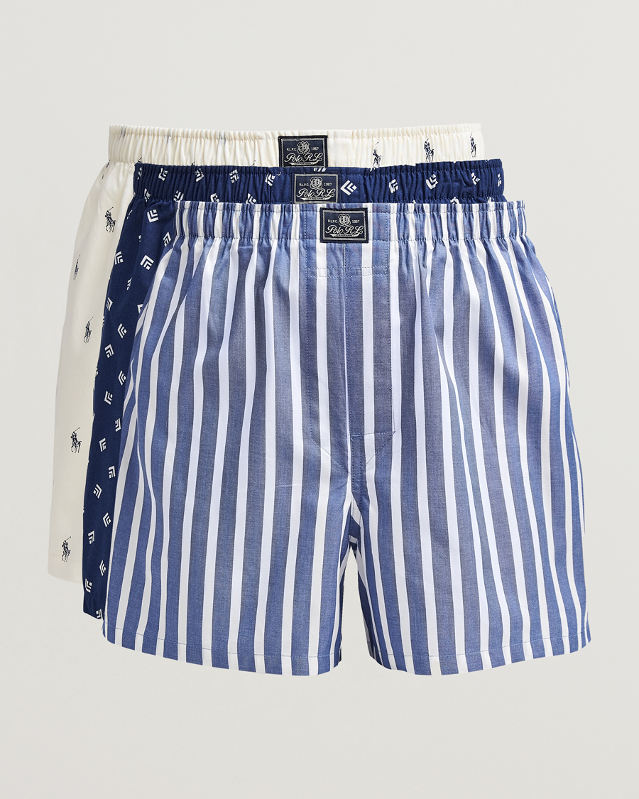 Homme | Sous-Vêtements Et Chaussettes | Polo Ralph Lauren | 3-Pack Woven Boxer Blue/Navy/White