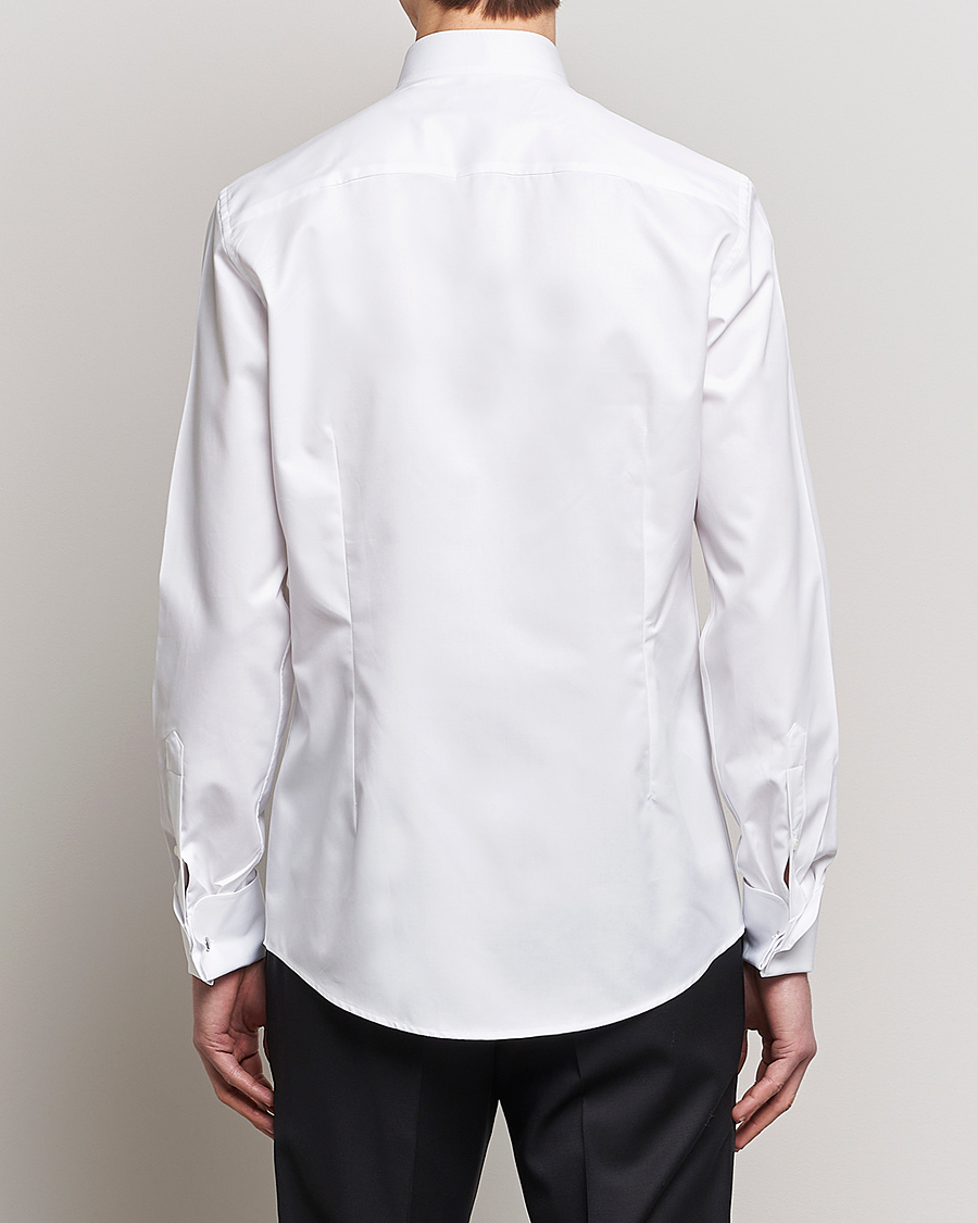 Homme | Chemises | Stenströms | Slimline Stand Up Collar Plissè Shirt White