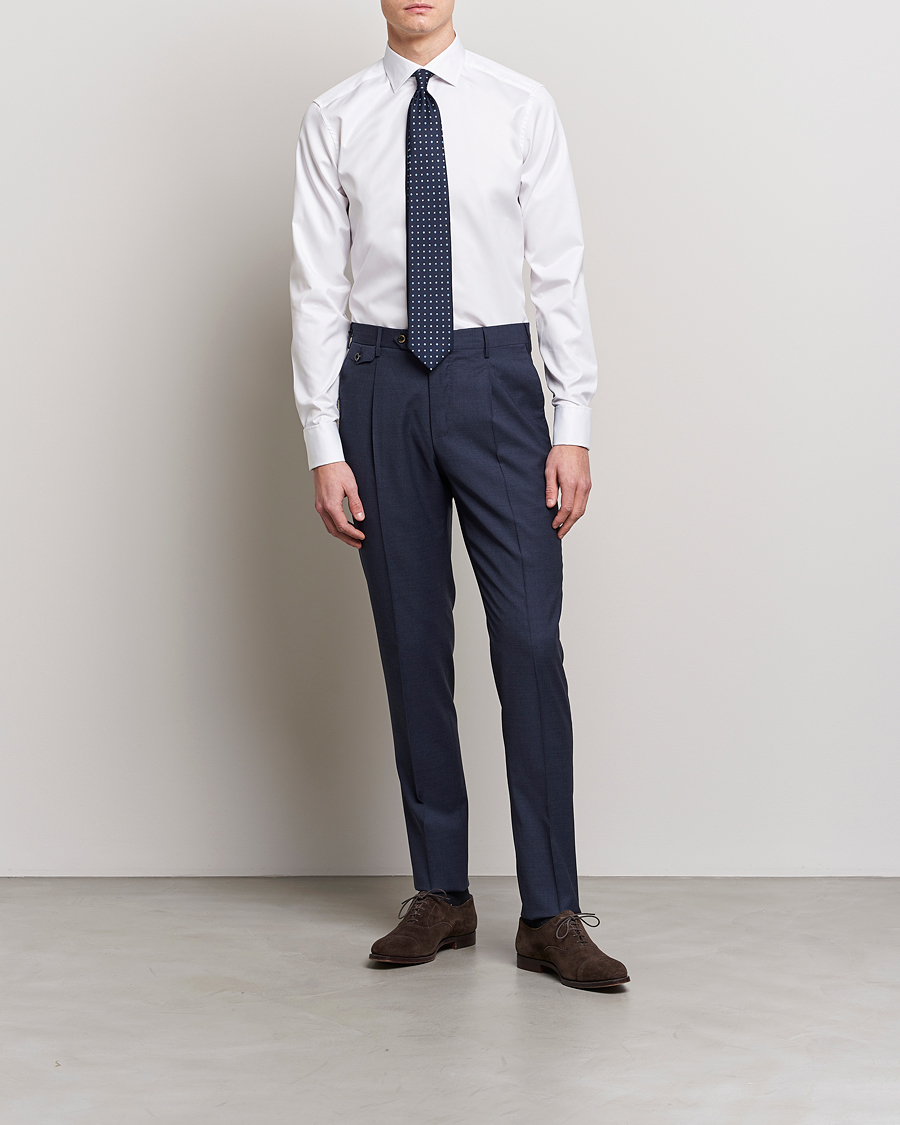 Homme | Chemises | Stenströms | Superslim Double Cuff Cotton Shirt White