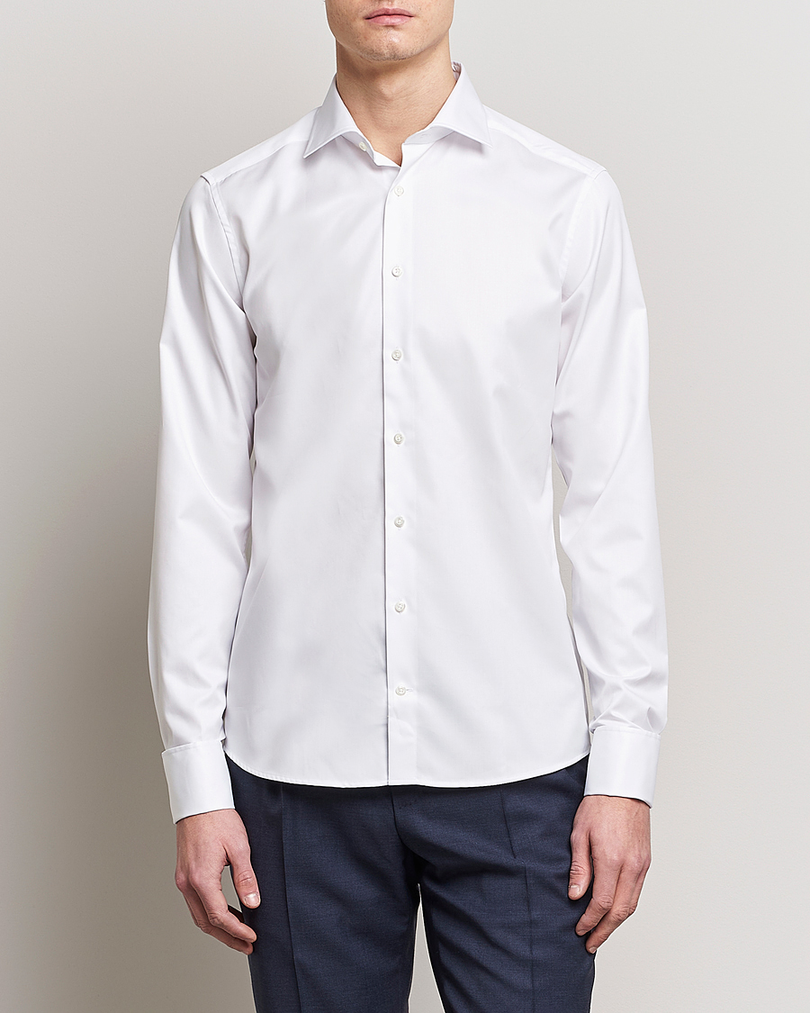 Homme | Chemises | Stenströms | Superslim Double Cuff Cotton Shirt White