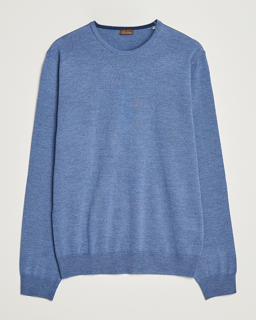 Homme | Pulls Et Tricots | Stenströms | Merino Patch Crew Neck Blue/Blue