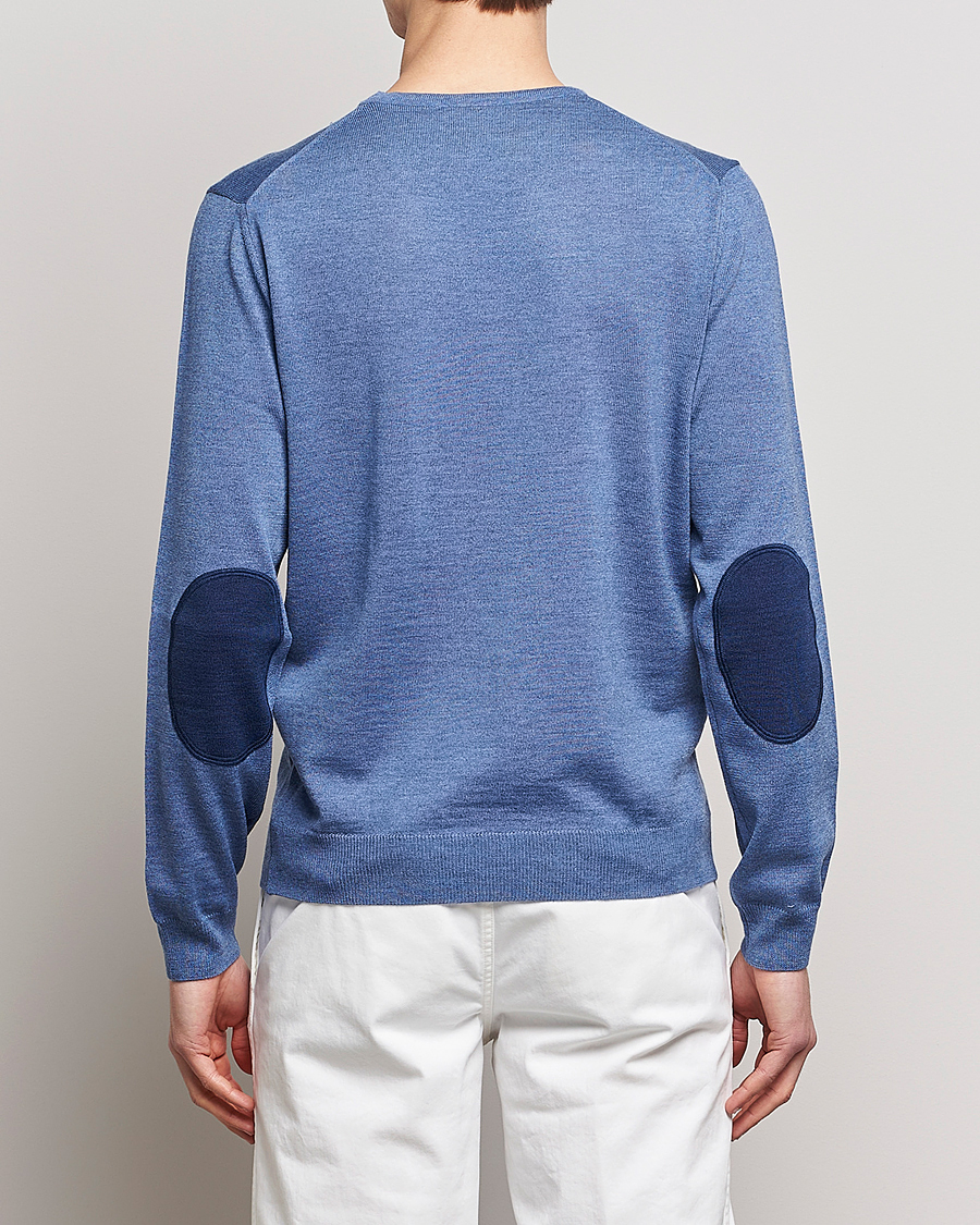 Homme | Pulls Et Tricots | Stenströms | Merino Patch Crew Neck Blue/Blue