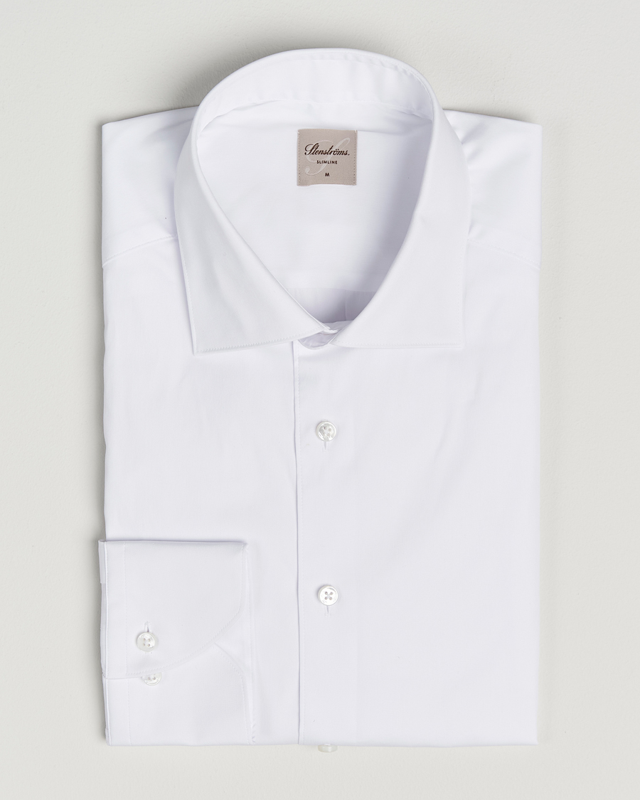 Homme | Chemises | Stenströms | Slimline Cotton Stretch Shirt White