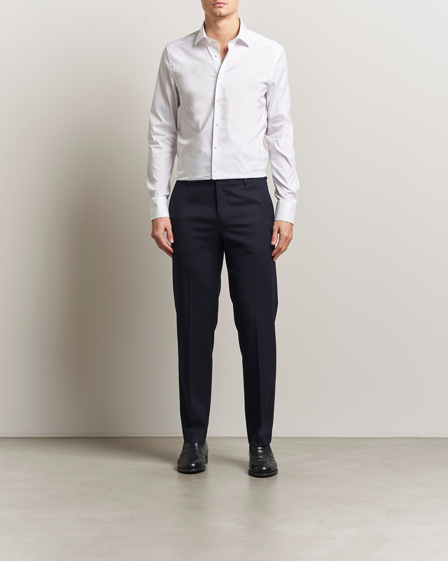 Homme | Chemises | Stenströms | Slimline Cotton Stretch Shirt White