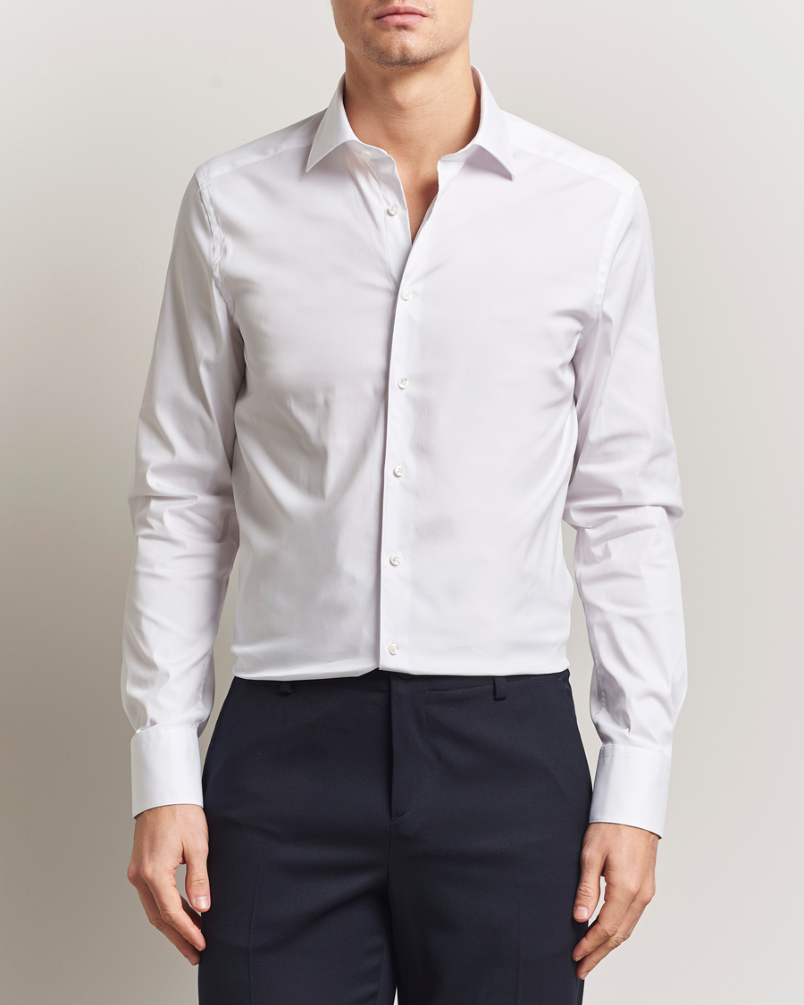 Homme | Chemises | Stenströms | Slimline Cotton Stretch Shirt White