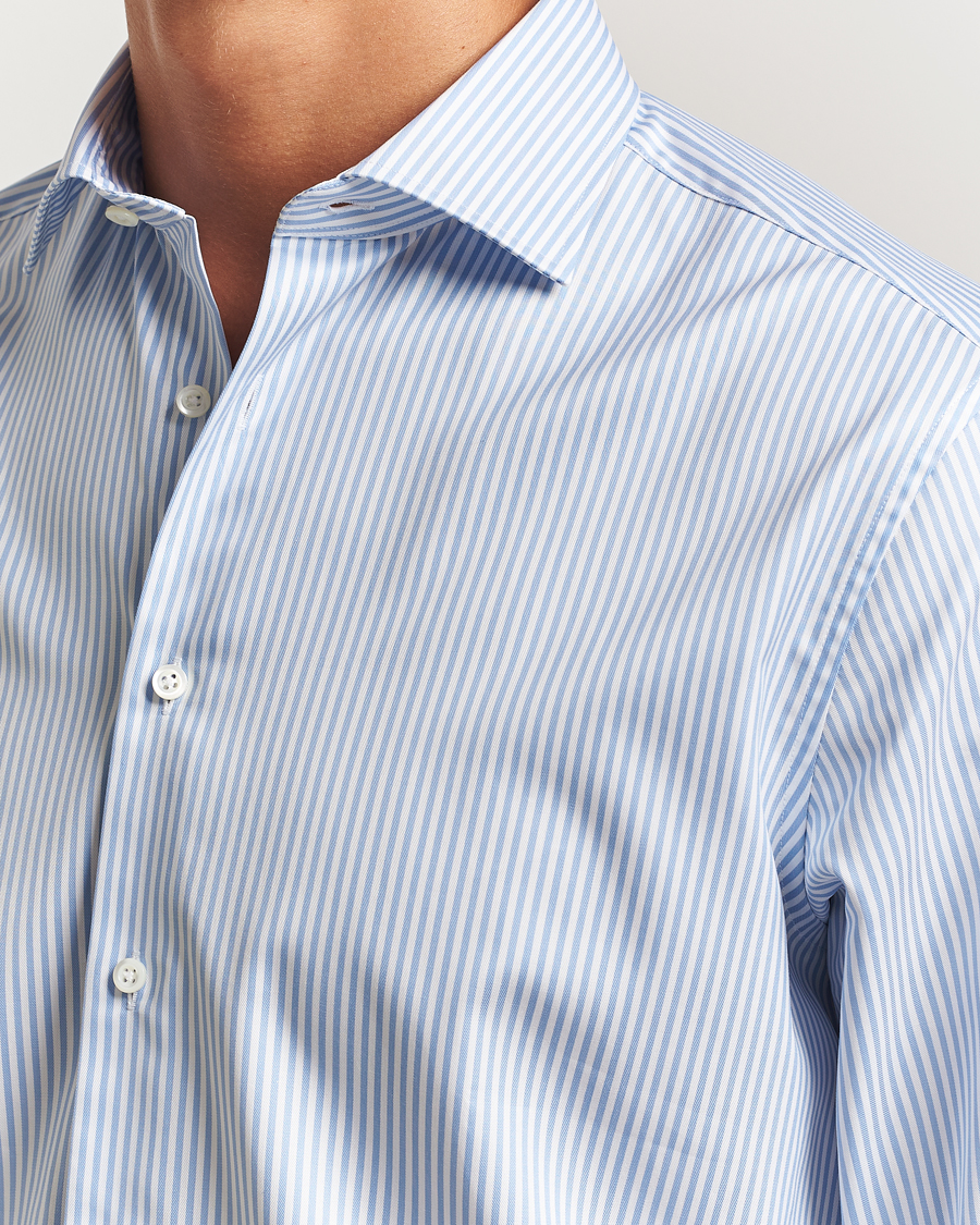 Homme | Chemises | Stenströms | Regular Fit Striped Cut Away Shirt Blue/White