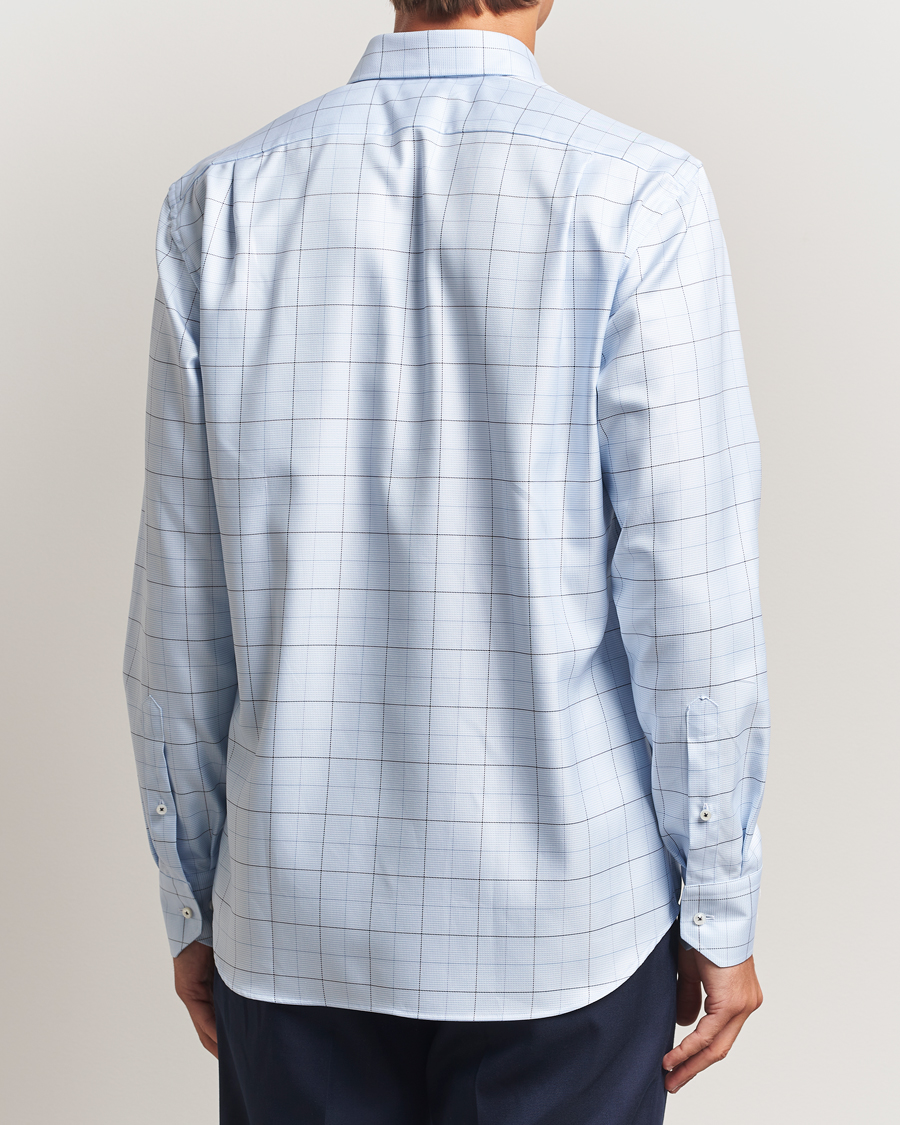 Homme | Chemises | Stenströms | Regular Fit Cut Away Windowpane Shirt Blue