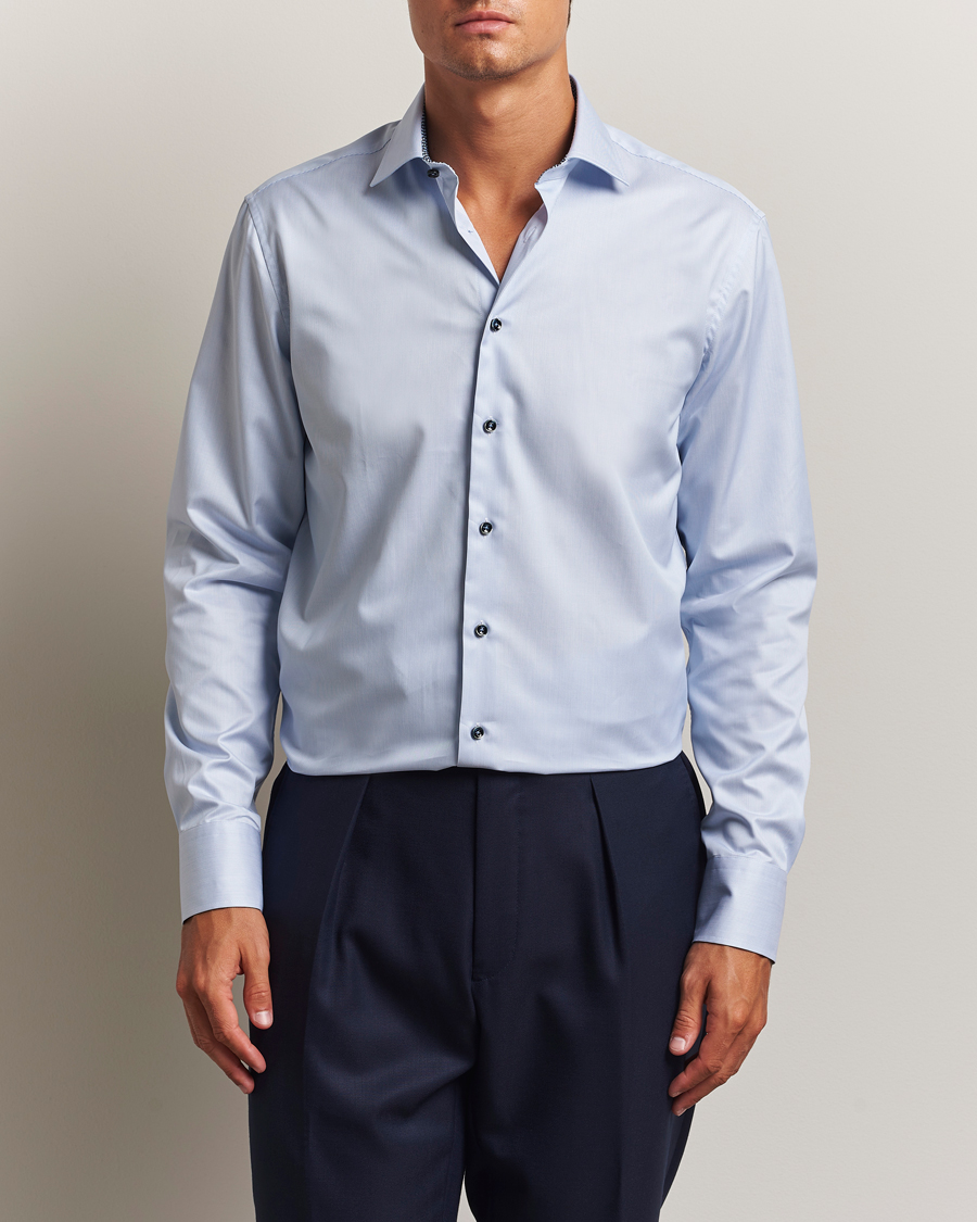 Homme | Chemises | Stenströms | Regular Fit Contrast Cotton Shirt White/Blue