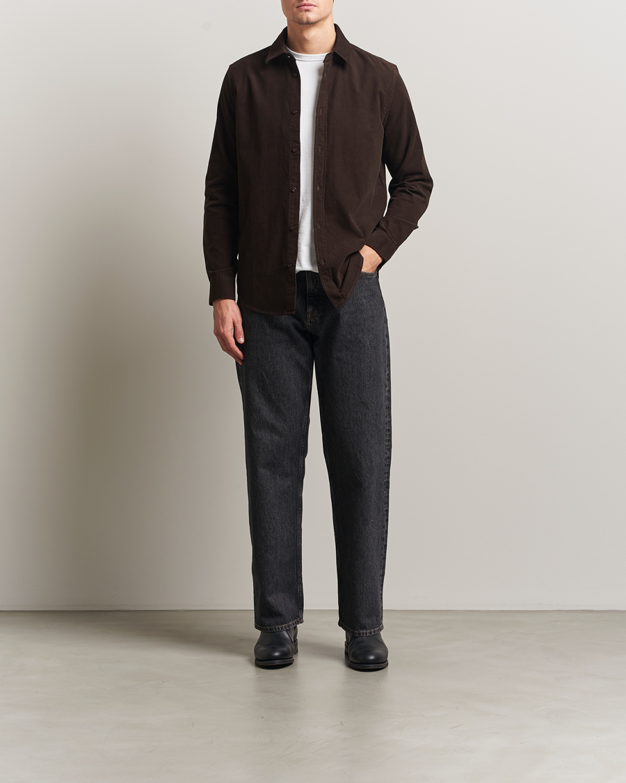 Homme | Chemises | Samsøe Samsøe | Liam Baby Cord Shirt Black Coffee