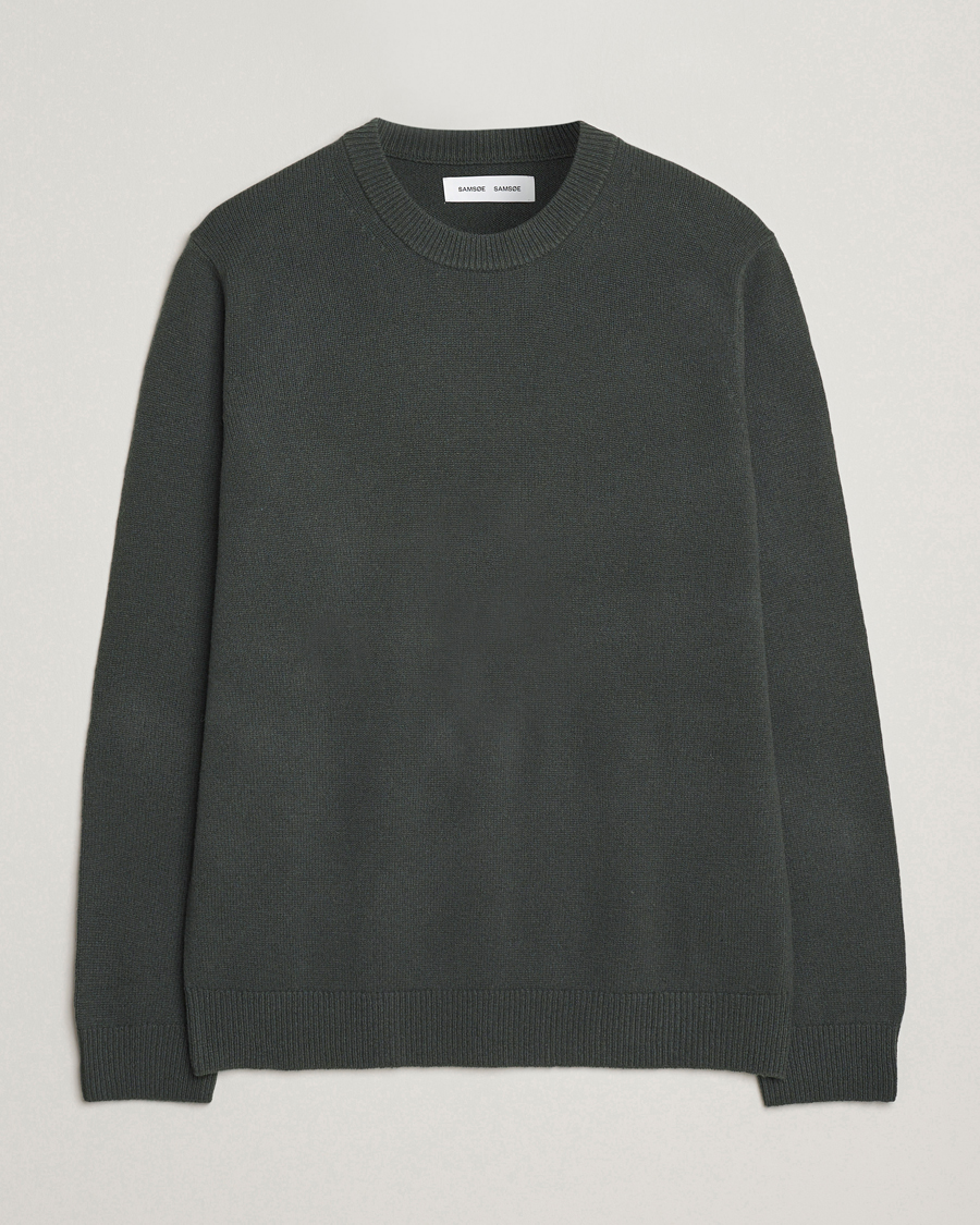 Homme | Pulls Et Tricots | Samsøe Samsøe | Isak Knitted Crew Neck Dark Evergreen