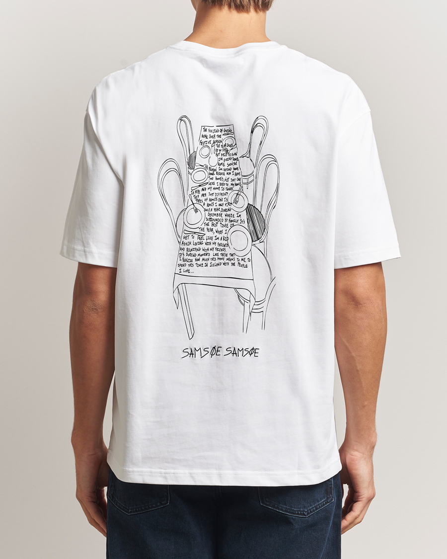 Homme | T-shirts | Samsøe Samsøe | Dinner Printed Crew Neck T-Shirt White