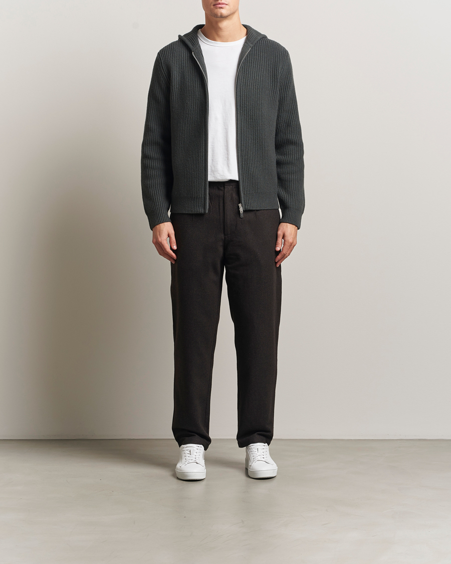 Homme | Pantalons | Samsøe Samsøe | Bertil Flannel Drawstring Trousers Black Coffee Melange