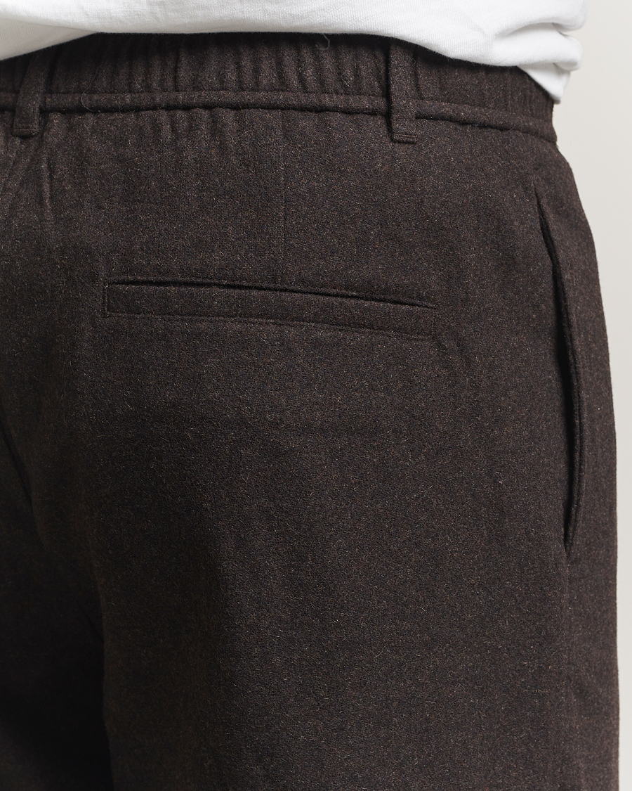 Homme | Pantalons | Samsøe Samsøe | Bertil Flannel Drawstring Trousers Black Coffee Melange
