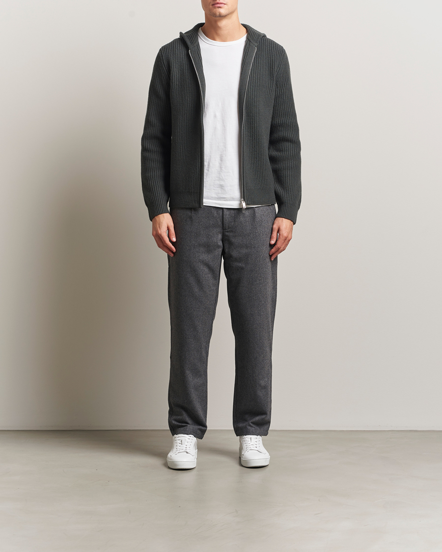 Homme | Pantalons | Samsøe Samsøe | Bertil Flannel Drawstring Trousers Dark Grey Melange