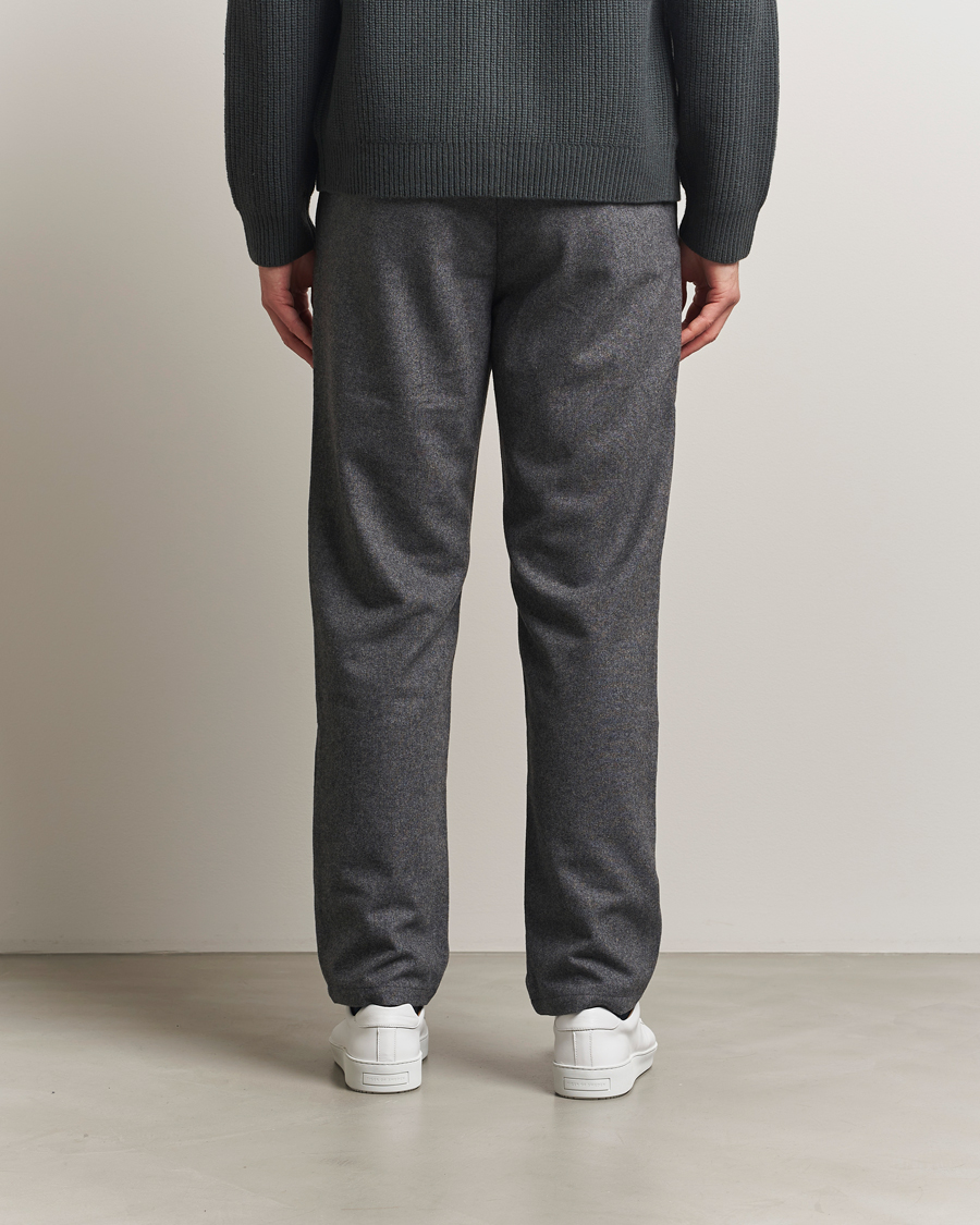 Homme | Pantalons | Samsøe Samsøe | Bertil Flannel Drawstring Trousers Dark Grey Melange