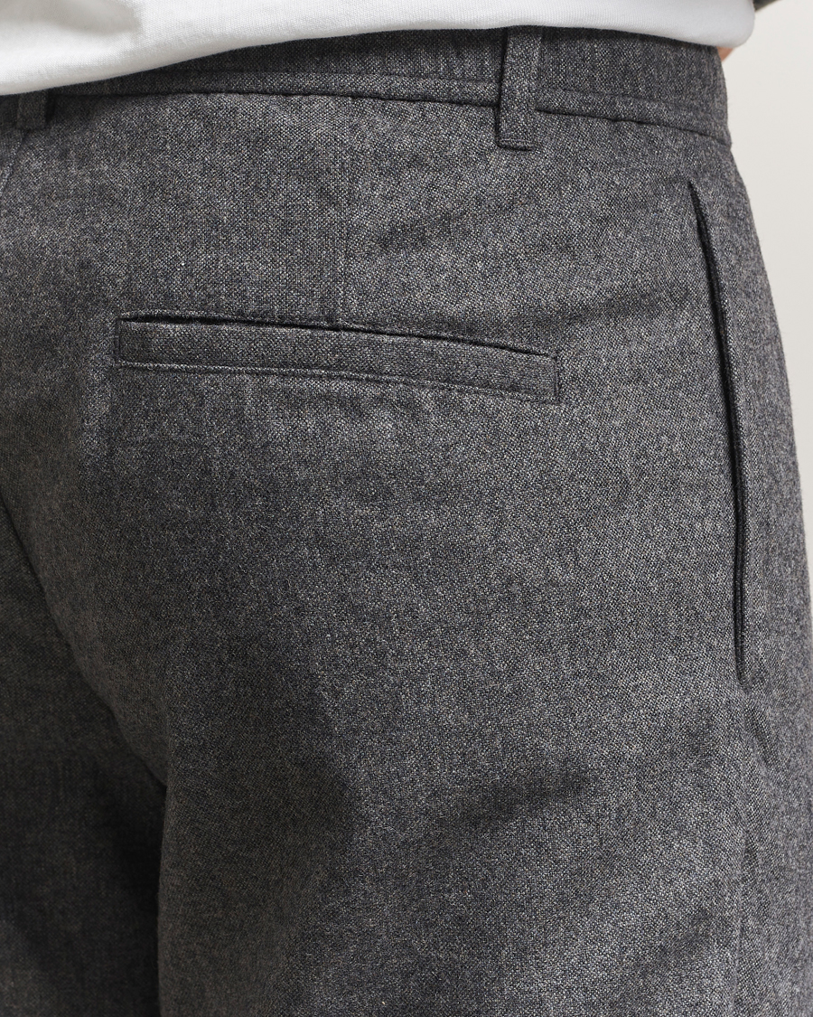 Homme | Pantalons | Samsøe Samsøe | Bertil Flannel Drawstring Trousers Dark Grey Melange