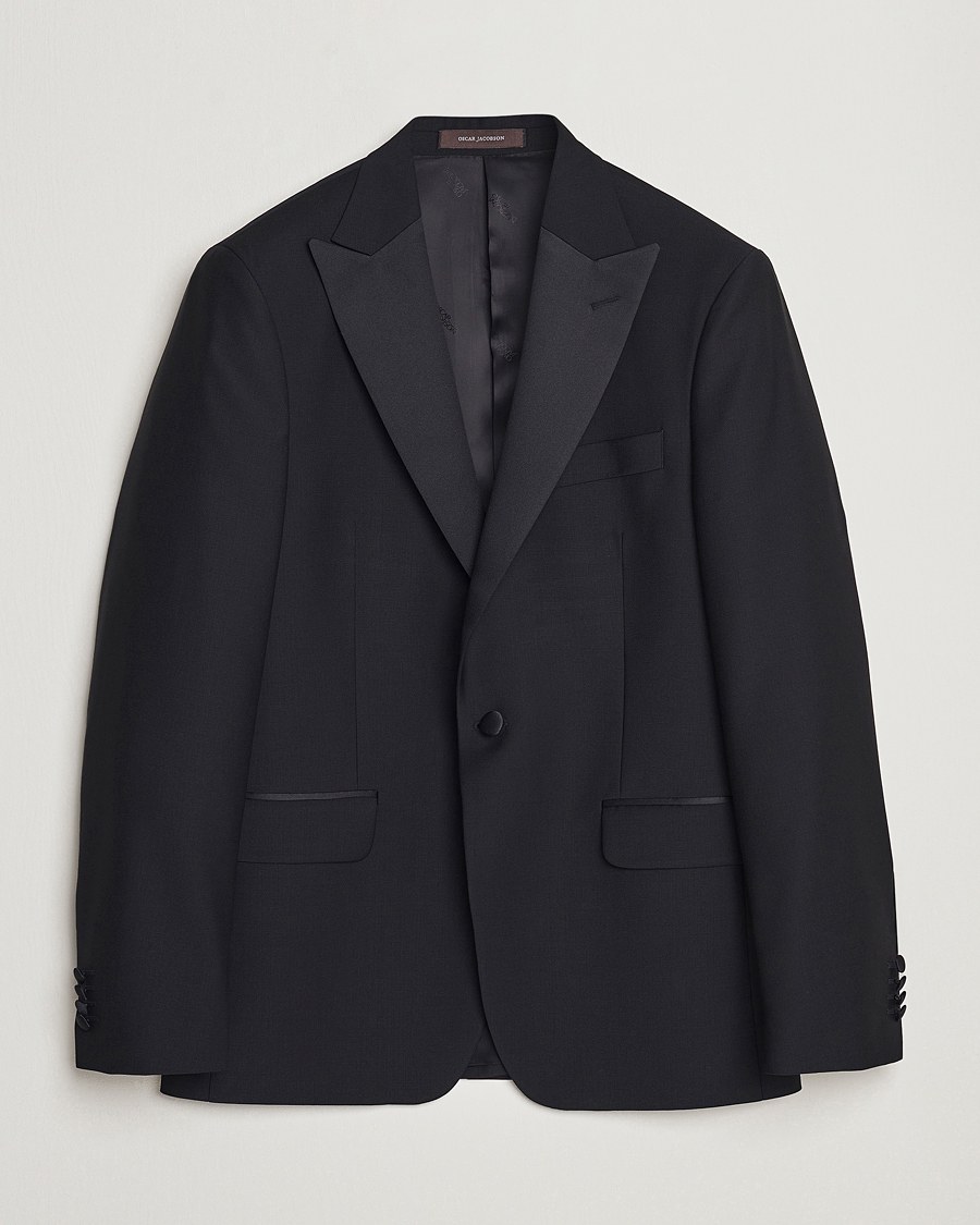 Homme | Blazers | Oscar Jacobson | Frampton Wool Tuxedo Blazer Black