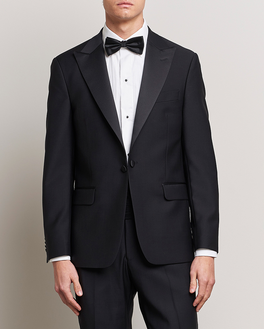 Homme | Blazers | Oscar Jacobson | Frampton Wool Tuxedo Blazer Black