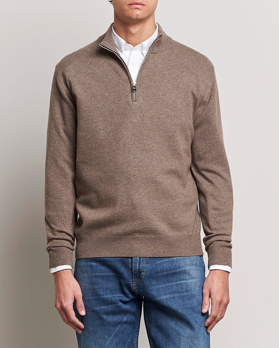 Homme | Pulls Et Tricots | Oscar Jacobson | Patton Wool Half-Zip Beige