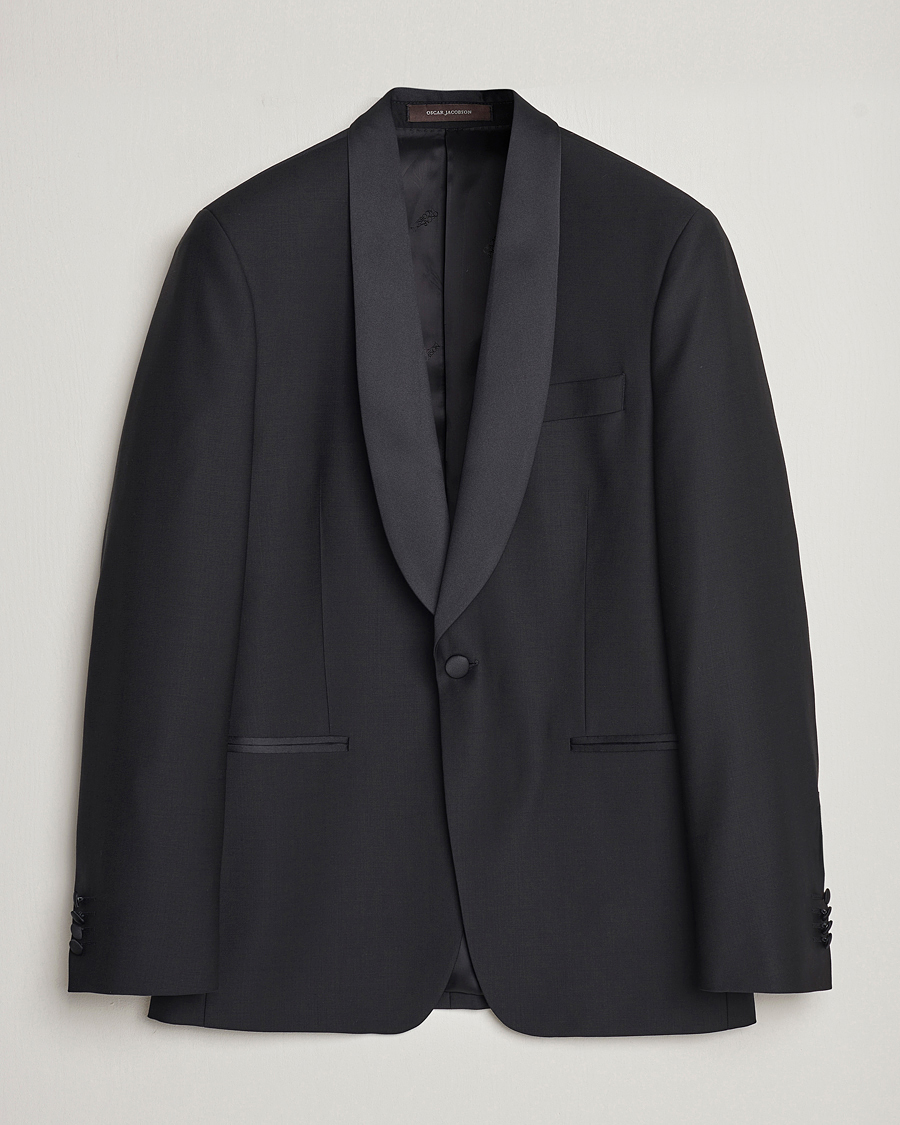 Homme | Blazers | Oscar Jacobson | Figaro Wool Tuxedo Blazer Black