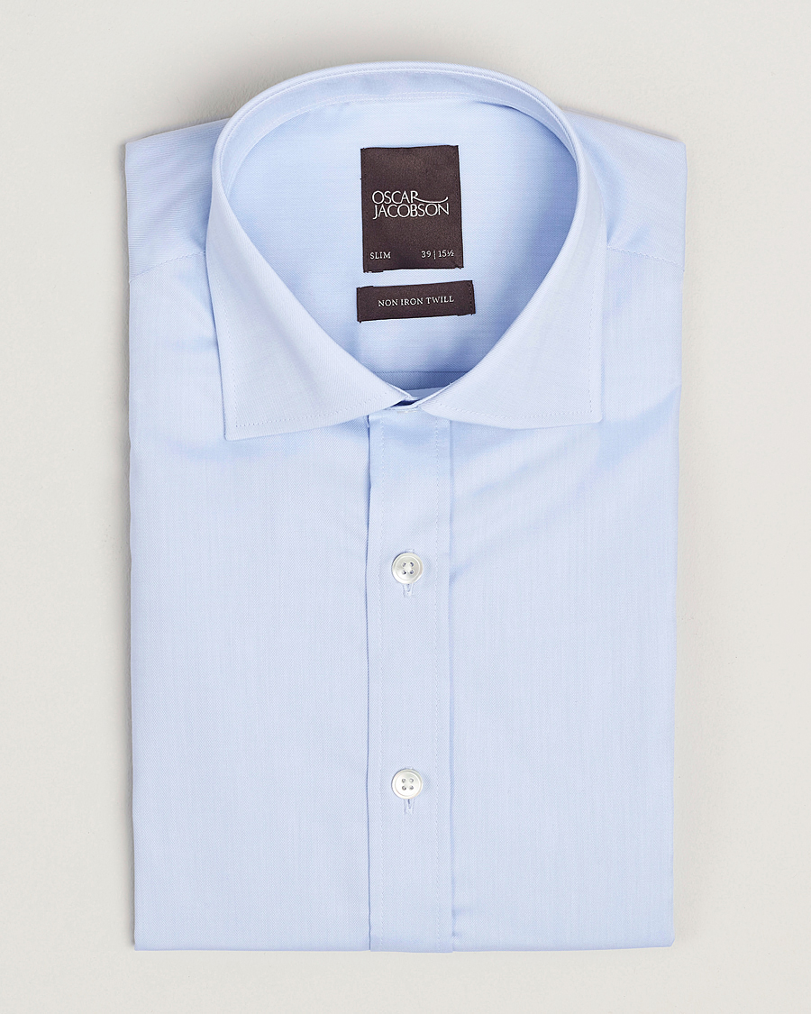 Homme | Chemises | Oscar Jacobson | Slim Fit Cut Away Non Iron Twill Light Blue
