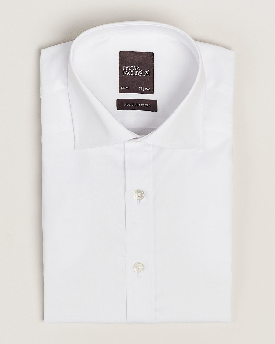Homme | Chemises | Oscar Jacobson | Slim Fit Cut Away Non Iron Twill White