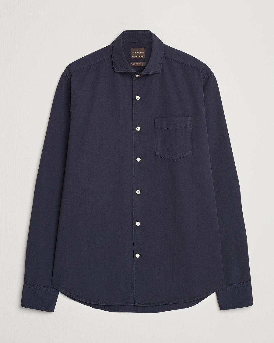 Homme | Chemises | Oscar Jacobson | Reg Fit Wide Spread Collar Twill Night Blue