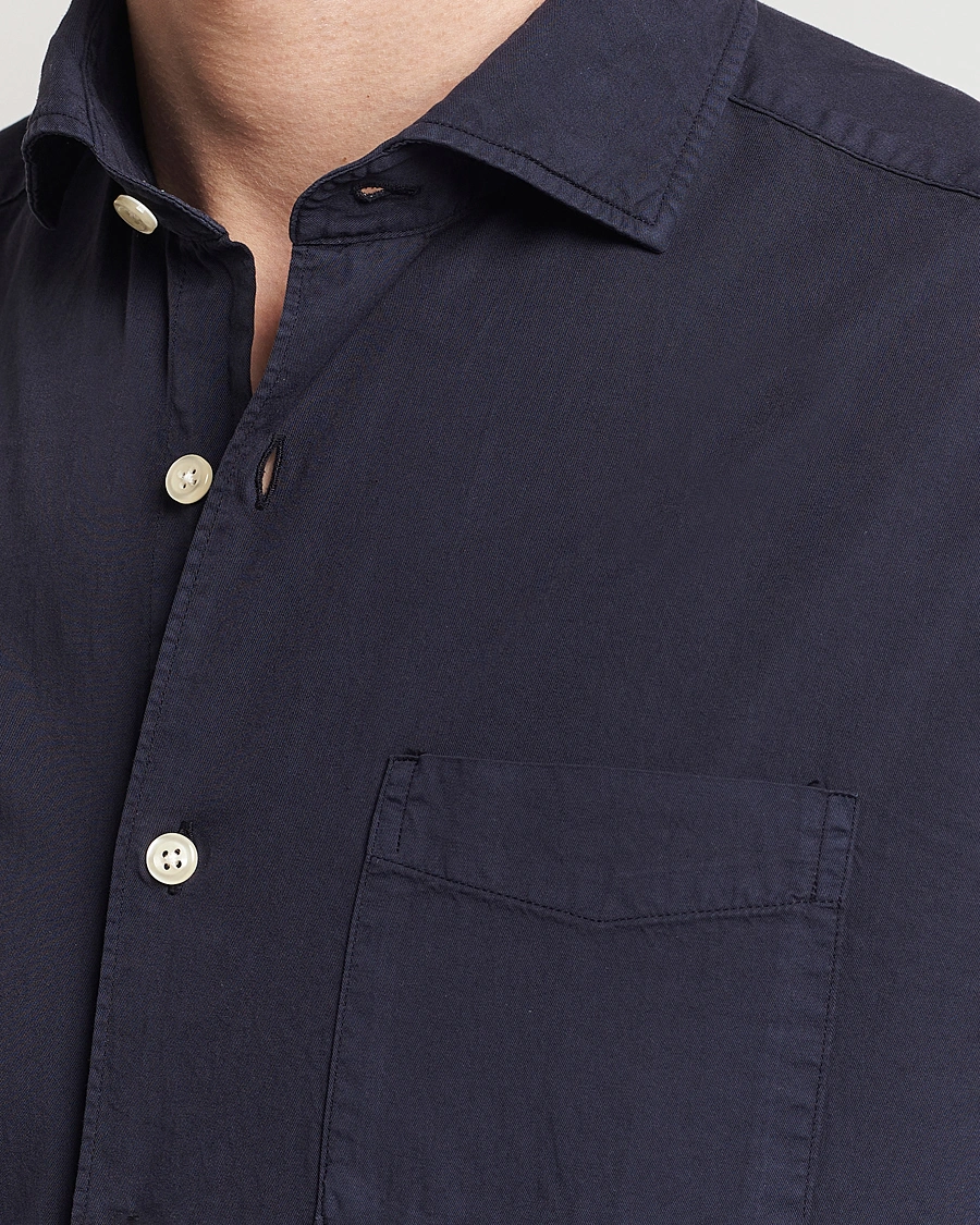 Homme | Chemises | Oscar Jacobson | Reg Fit Wide Spread Collar Twill Night Blue