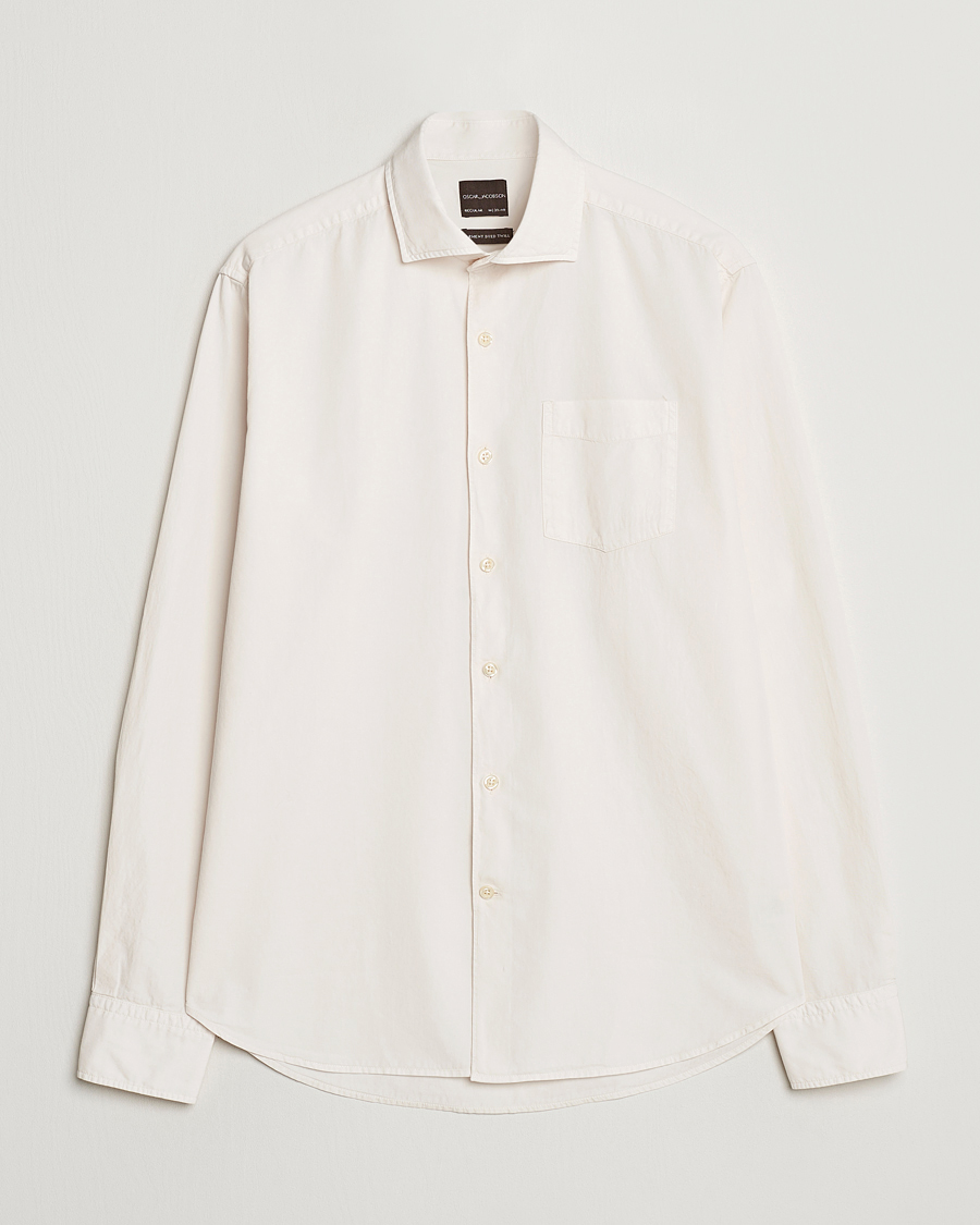 Homme | Chemises | Oscar Jacobson | Reg Fit Wide Spread Collar Twill Ecru White