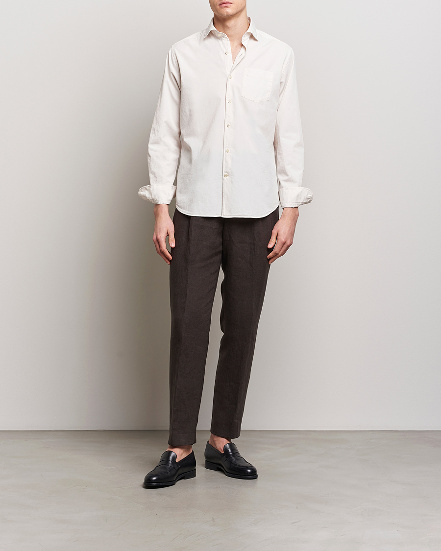 Homme | Chemises | Oscar Jacobson | Reg Fit Wide Spread Collar Twill Ecru White