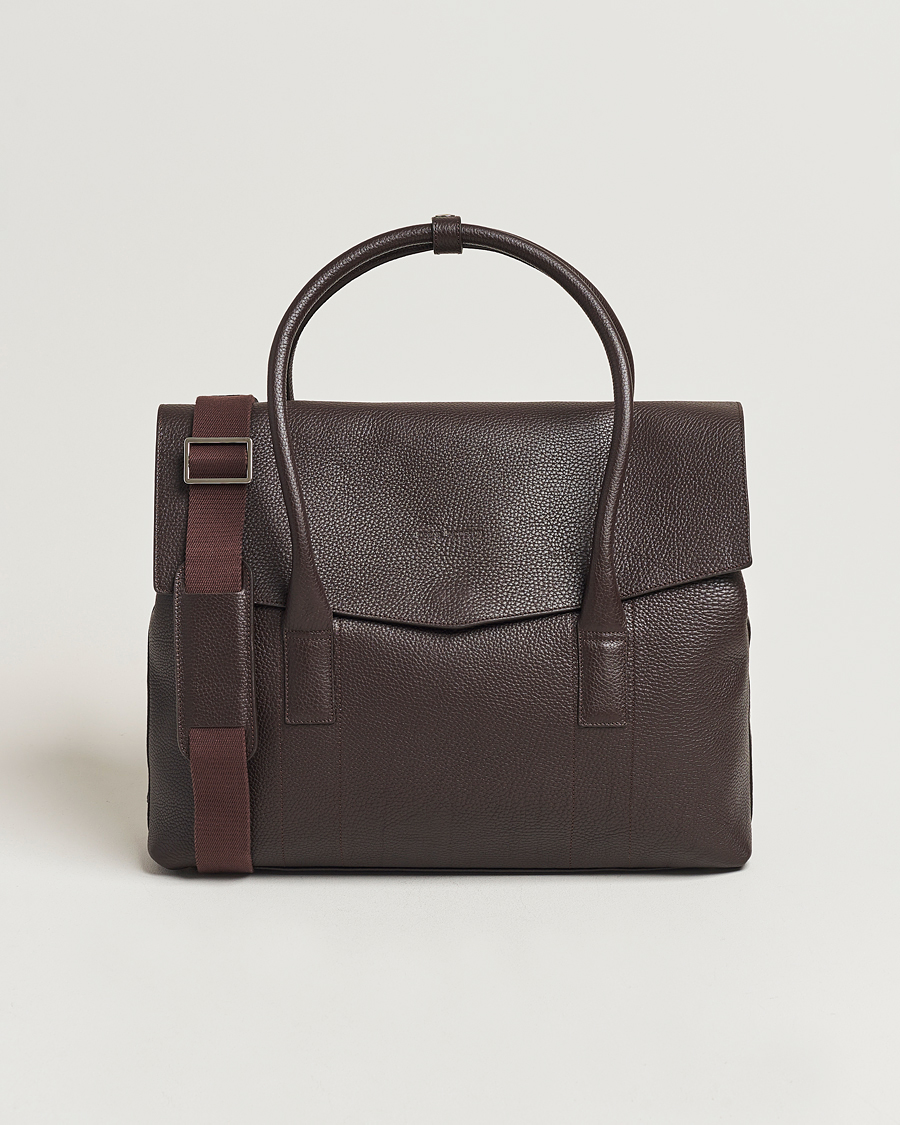Homme | Oscar Jacobson Overnight Leather Bag Dark Mud Brown | Oscar Jacobson | Overnight Leather Bag Dark Mud Brown