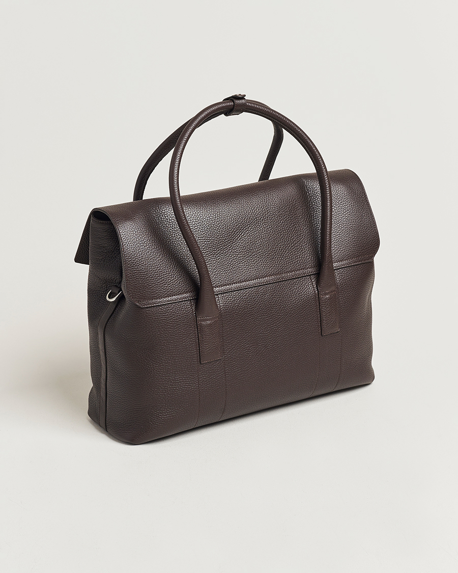 Homme | Oscar Jacobson Overnight Leather Bag Dark Mud Brown | Oscar Jacobson | Overnight Leather Bag Dark Mud Brown