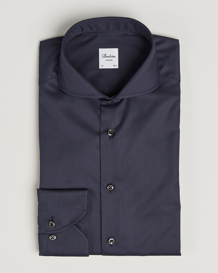 Homme | Chemises | Stenströms | Slimline Extreme Cut Away Shirt Navy