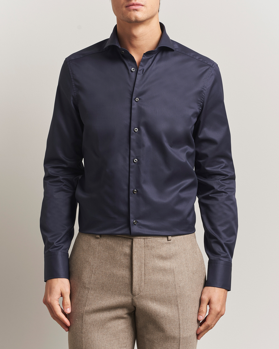Homme | Chemises | Stenströms | Slimline Extreme Cut Away Shirt Navy