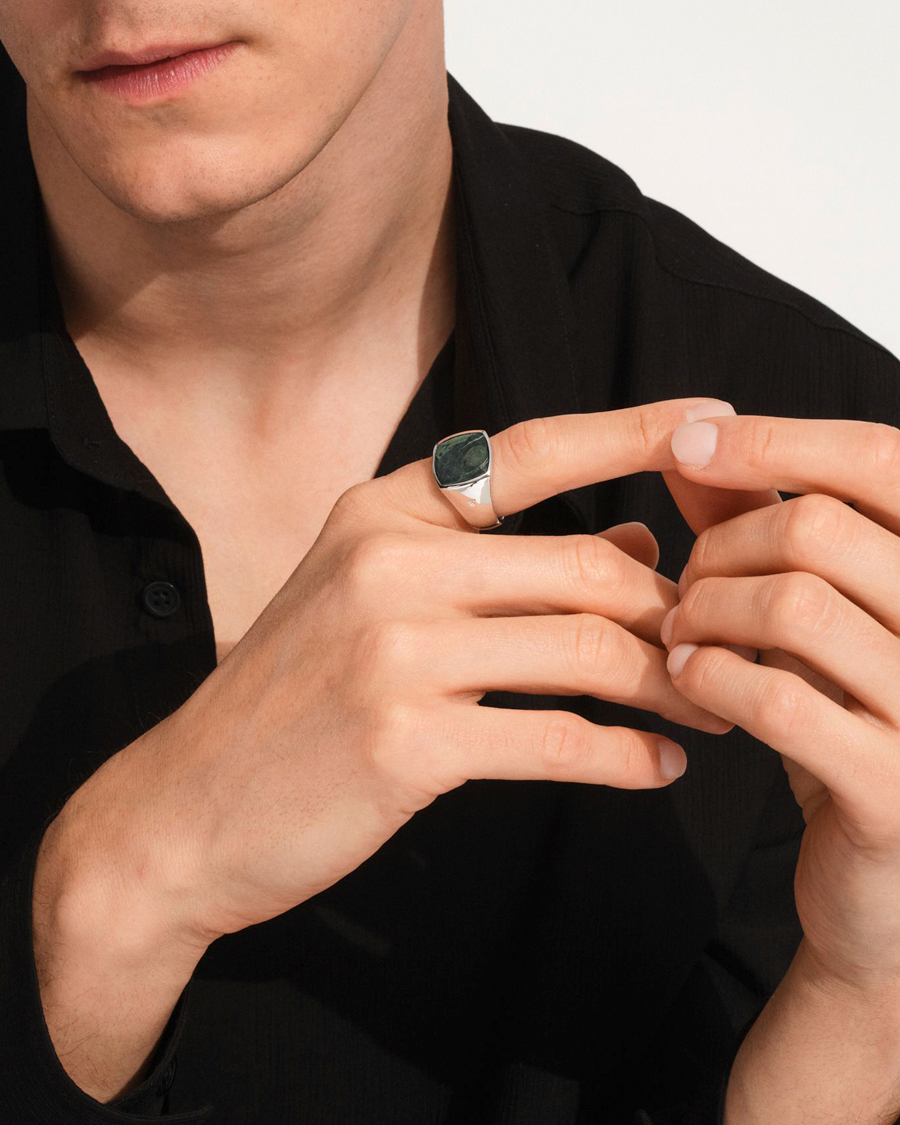 Homme | Bijoux | Tom Wood | Cushion Ring Kambaba Silver