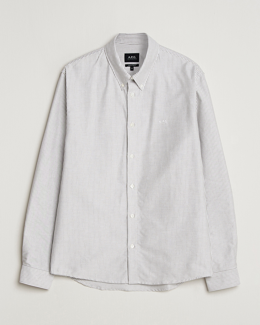 Homme | Chemises | A.P.C. | Greg Striped Oxford Shirt Green/White