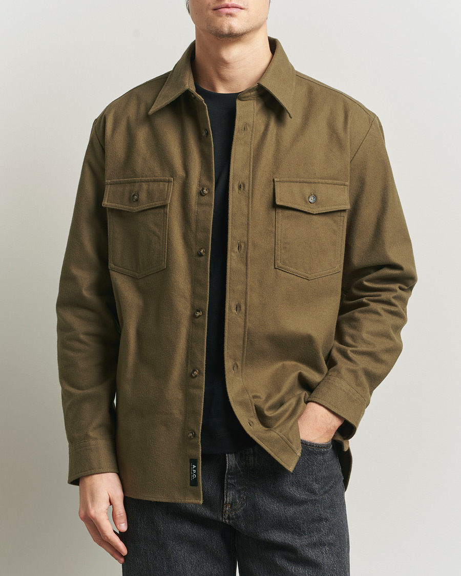 Homme | Chemises | A.P.C. | Brushed Cotton Overshirt Khaki