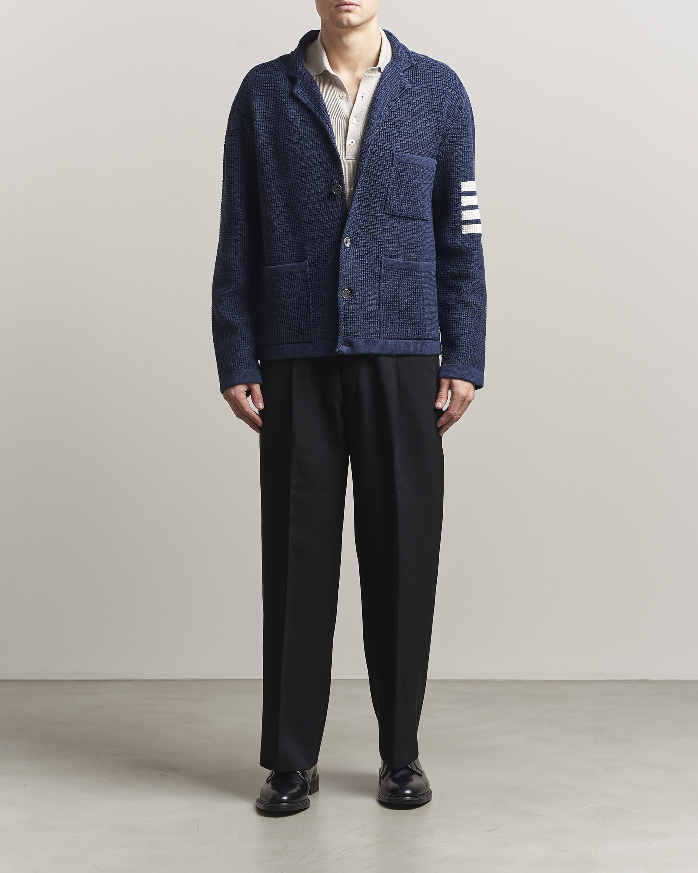 Homme | Pulls Et Tricots | Thom Browne | Textured 4 Bar Cardigan Jacket Navy